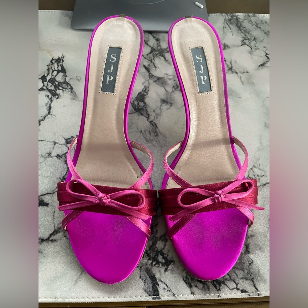 SJP Stroll Watermelon Satin pink red sandal